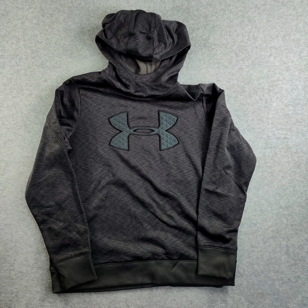Under Armour Y2K Hoodie Black ColdGear Men Lg Loose No String Pullover 📏SEE📸✔️
